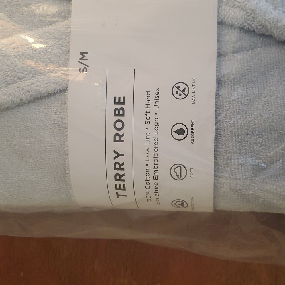 Clean Design Hone x Martex Low Lint 100% Cotton Robe S/M Light Blue - Picture 4 of 7